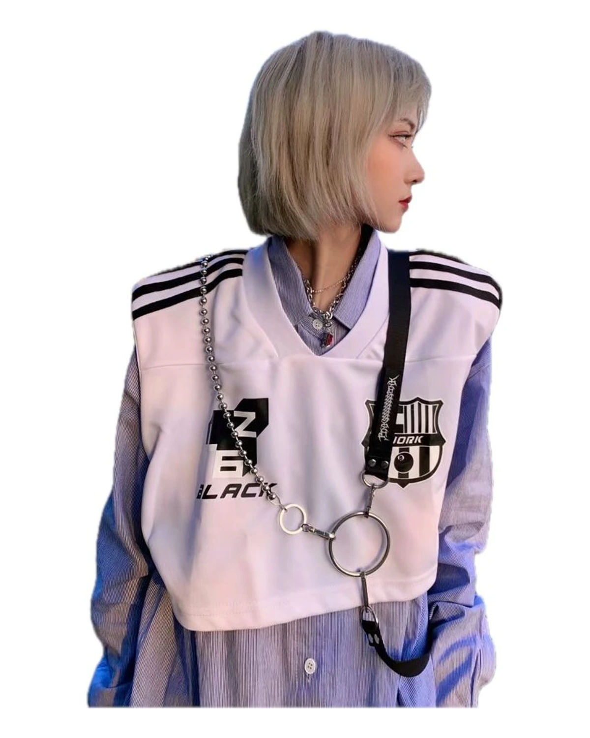 粉色短款棒球马甲