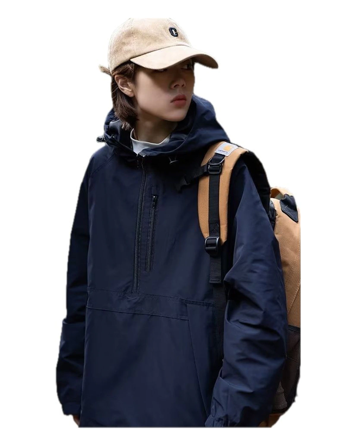 藏青机能连帽冲锋衣